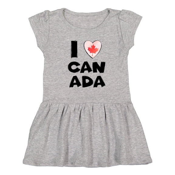 Inktastic I Love Canada Heart with Maple Leaf Girls Toddler Dress