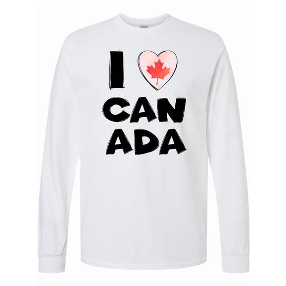 Inktastic I Love Canada Heart with Maple Leaf Long Sleeve T-Shirt