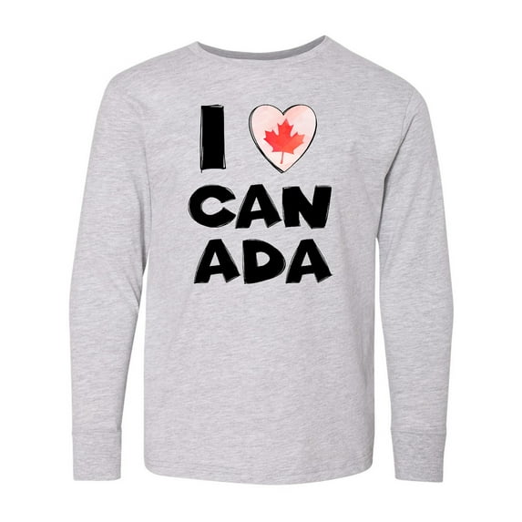 Inktastic I Love Canada Heart with Maple Leaf Long Sleeve Youth T-Shirt
