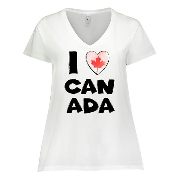 Inktastic I Love Canada Heart with Maple Leaf Women's Plus Size V-Neck T-Shirt