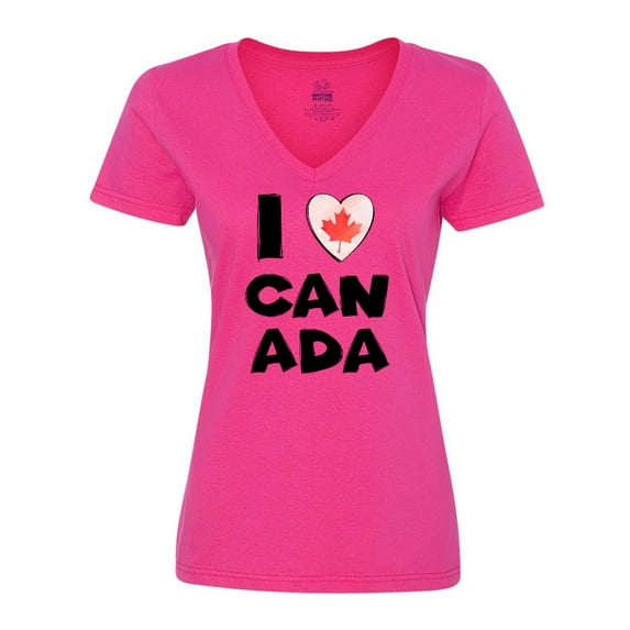 Inktastic I Love Canada Heart with Maple Leaf Women's V-Neck T-Shirt