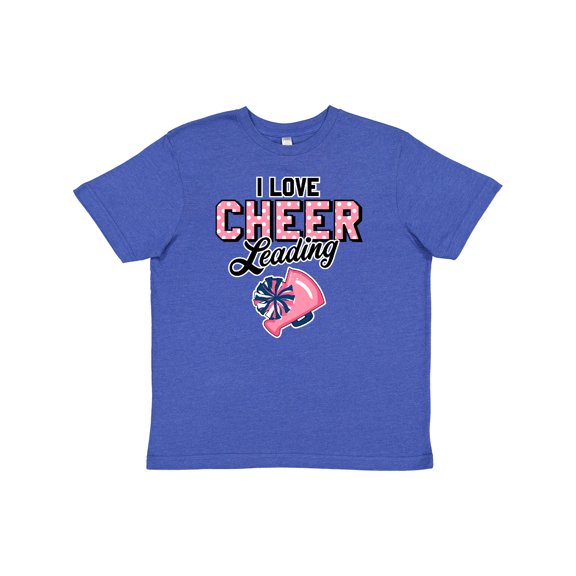 Inktastic I Love Cheerleading with Pom Poms and Megaphone Youth T-Shirt
