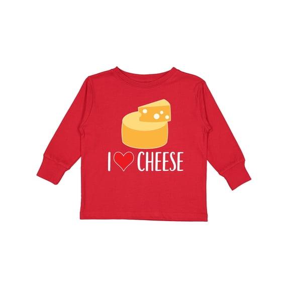 Inktastic I Love Cheese Funny Cheese Lover Boys or Girls Long Sleeve Toddler T-Shirt