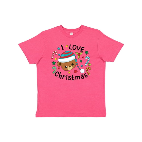Inktastic I Love Christmas Cute Teddy Bear Youth T-Shirt