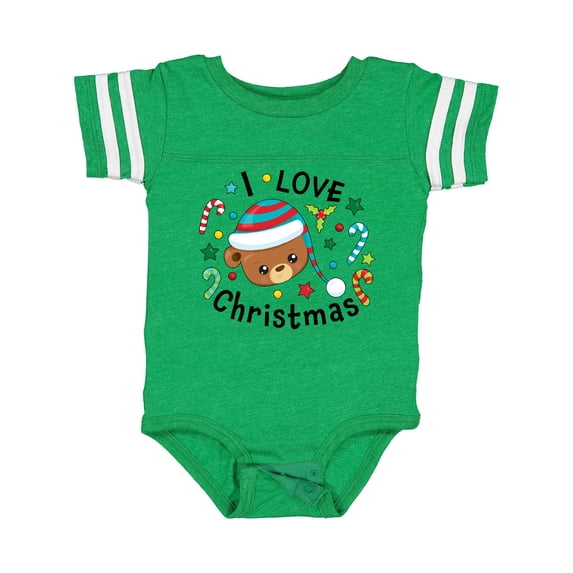 Inktastic I Love Christmas- cute teddy bear Boys or Girls Baby Bodysuit