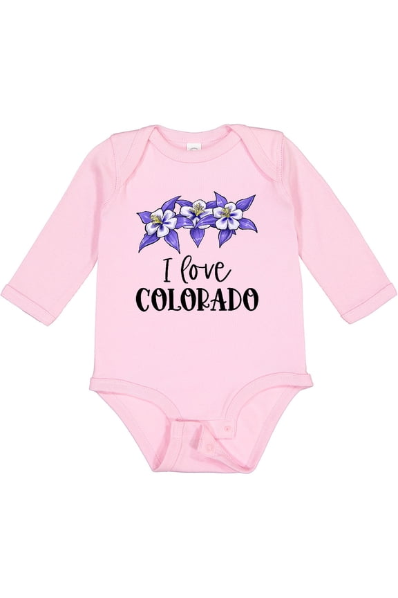 I Love Colorado Columbine Flowers Boys or Girls Long Sleeve Baby Bodysuit
