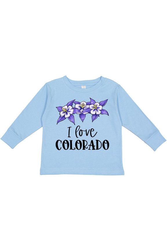 I Love Colorado Columbine Flowers Boys or Girls Long Sleeve Toddler T-Shirt
