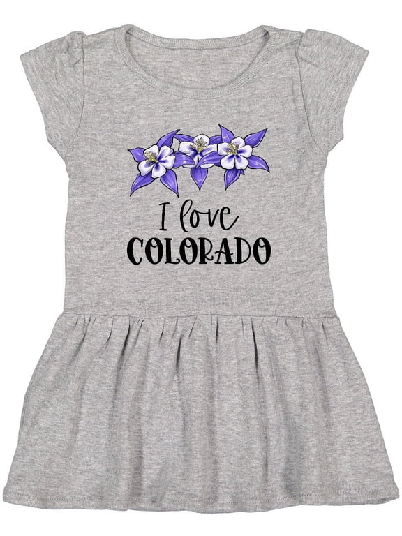 I Love Colorado Columbine Flowers Girls Toddler Dress