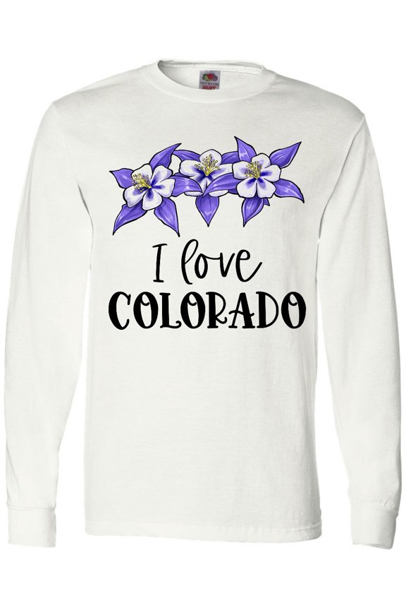 I Love Colorado Columbine Flowers Long Sleeve T-Shirt