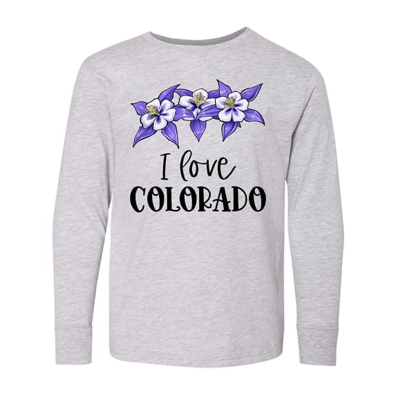 Inktastic I Love Colorado Columbine Flowers Long Sleeve Youth T-Shirt