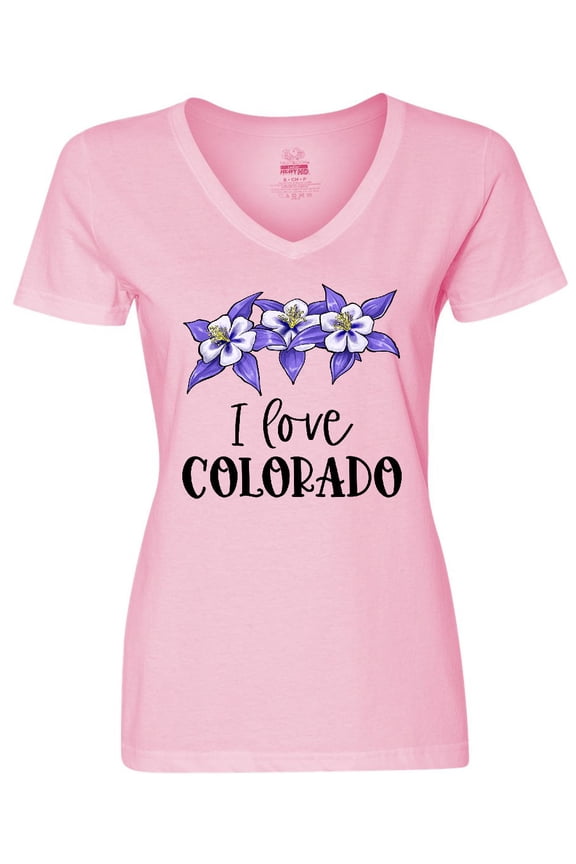 I Love Colorado Columbine Flowers Women's V-Neck T-Shirt