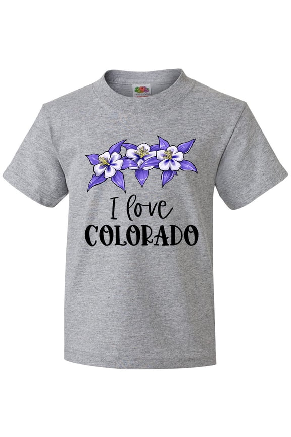 I Love Colorado Columbine Flowers Youth T-Shirt
