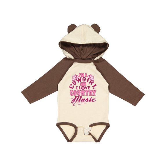 Inktastic I Love Country Music Cowgirl Girls Long Sleeve Baby Bodysuit
