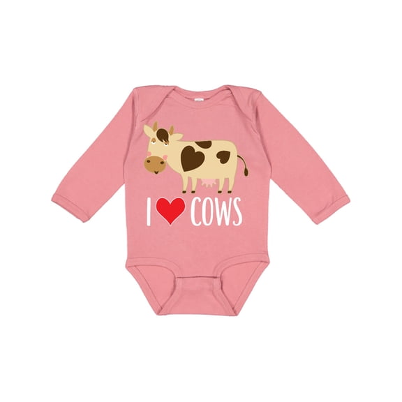 Inktastic I Love Cows Dairy Farmer Boys or Girls Long Sleeve Baby Bodysuit