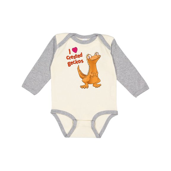 Inktastic I Love Crested Geckos Boys or Girls Long Sleeve Baby Bodysuit