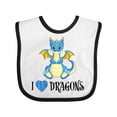 thumbnail image 1 of Inktastic I Love Dragons with Cute Blue Dragon Boys or Girls Baby Bib, 1 of 4