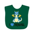 thumbnail image 1 of Inktastic I Love Dragons with Cute Blue Dragon Boys or Girls Baby Bib, 1 of 4