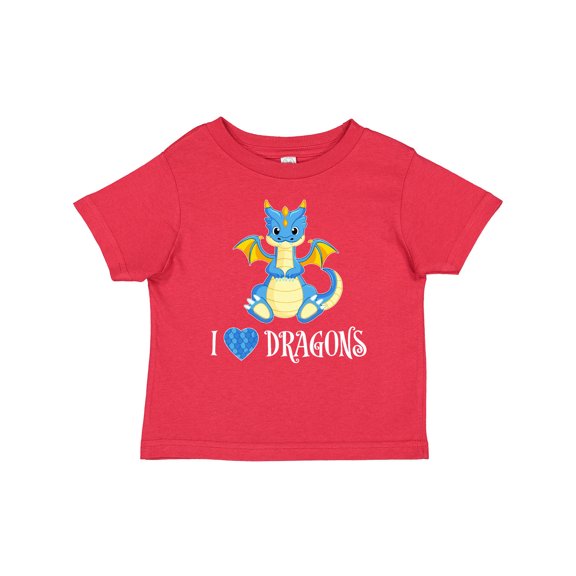 Inktastic I Love Dragons with Cute Blue Dragon Boys or Girls Baby T-Shirt