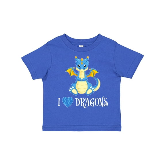 Inktastic I Love Dragons with Cute Blue Dragon Boys or Girls Toddler T-Shirt