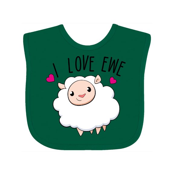 Inktastic I Love Ewe- Cute Sheep Boys or Girls Baby Bib