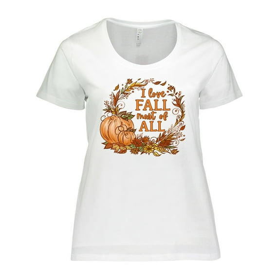 Inktastic I Love Fall Most of All Colorful Autumn Leaves Women's Plus Size T-Shirt