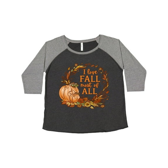 Inktastic I Love Fall Most of All Colorful Autumn Leaves Women's Plus Size T-Shirt