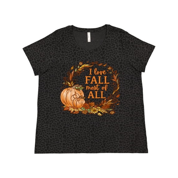 Inktastic I Love Fall Most of All Colorful Autumn Leaves Women's Plus Size T-Shirt