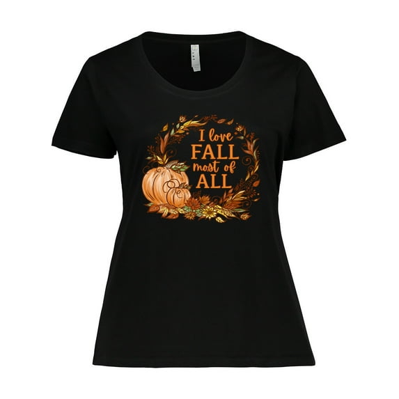 Inktastic I Love Fall Most of All Colorful Autumn Leaves Women's Plus Size T-Shirt