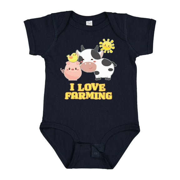 Inktastic I Love Farming- Farm Animals Boys or Girls Baby Bodysuit