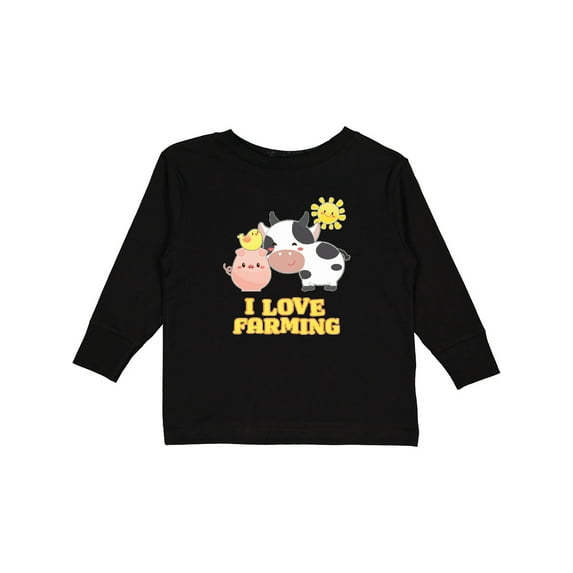 Inktastic I Love Farming- Farm Animals Boys or Girls Long Sleeve Toddler T-Shirt
