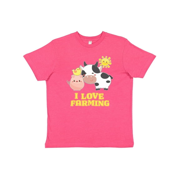 Inktastic I Love Farming- farm animals Youth T-Shirt