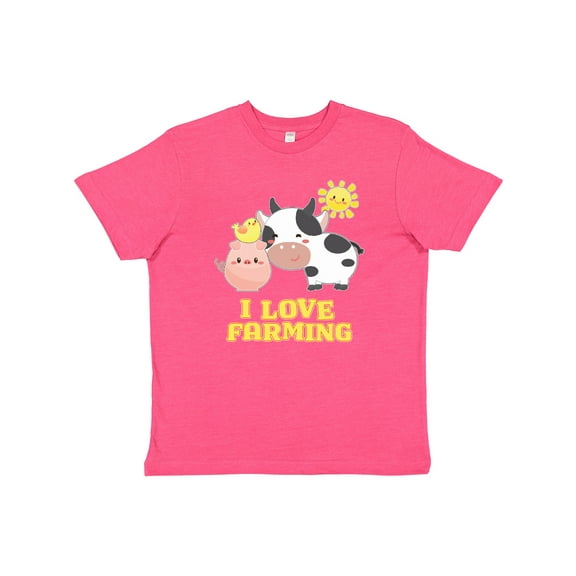 Inktastic I Love Farming- farm animals Youth T-Shirt