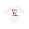 thumbnail image 1 of Inktastic I Love Flamingos Pink Bird Girls Long Sleeve Baby Bodysuit, 1 of 5