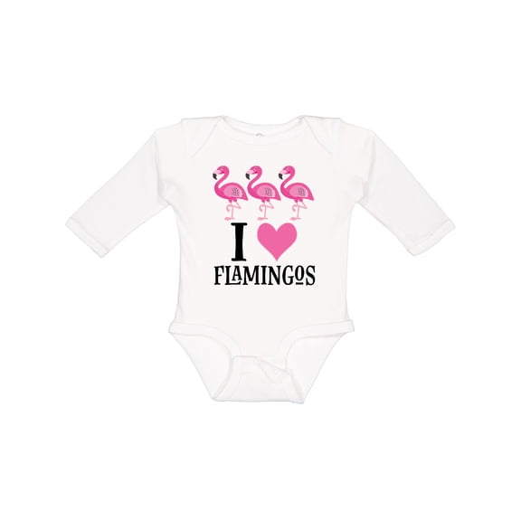Inktastic I Love Flamingos Pink Bird Girls Long Sleeve Baby Bodysuit