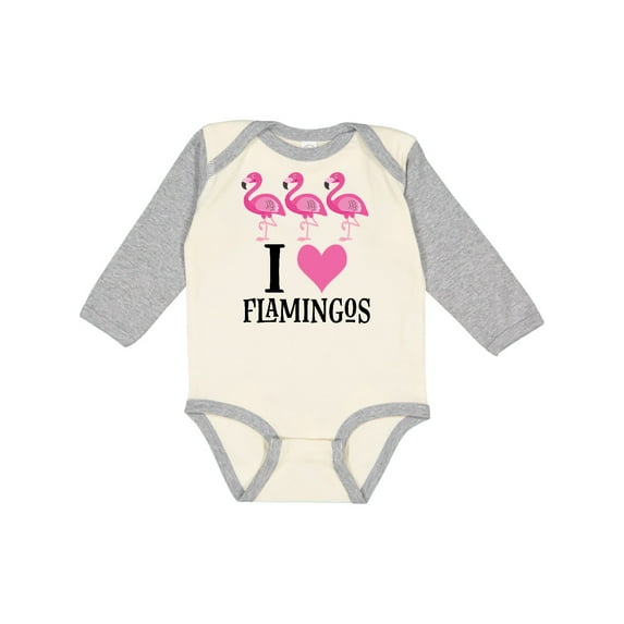 Inktastic I Love Flamingos Pink Bird Girls Long Sleeve Baby Bodysuit