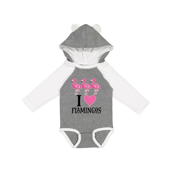 Inktastic I Love Flamingos Pink Bird Girls Long Sleeve Baby Bodysuit