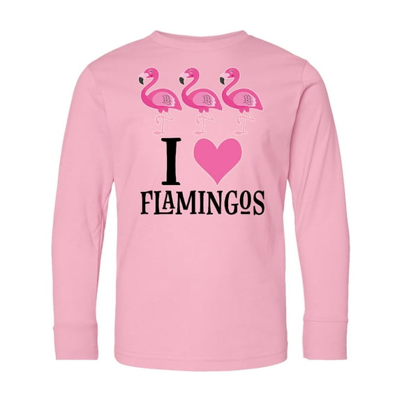 Inktastic I Love Flamingos Pink Bird Long Sleeve Youth T-Shirt