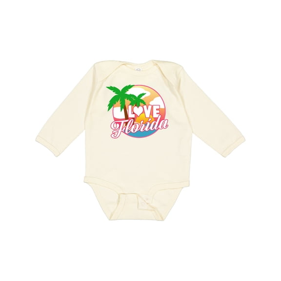 Inktastic I Love Florida with Ocean and Palm Trees Boys or Girls Long Sleeve Baby Bodysuit