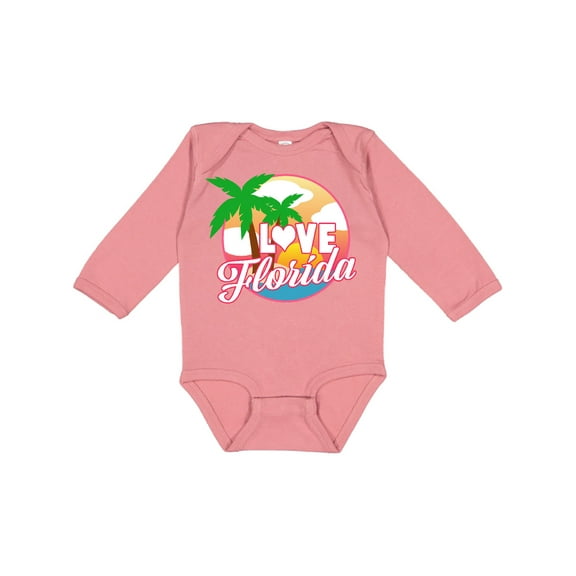 Inktastic I Love Florida with Ocean and Palm Trees Boys or Girls Long Sleeve Baby Bodysuit