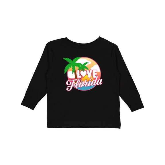 Inktastic I Love Florida with Ocean and Palm Trees Boys or Girls Long Sleeve Toddler T-Shirt