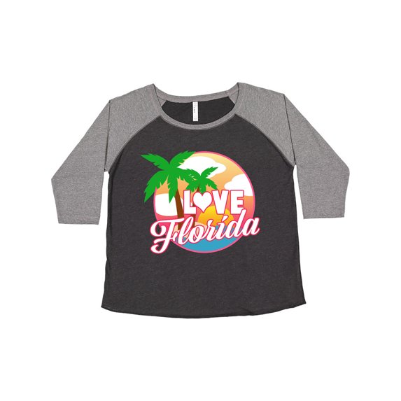 Inktastic I Love Florida with Ocean and Palm Trees Women's Plus Size T-Shirt