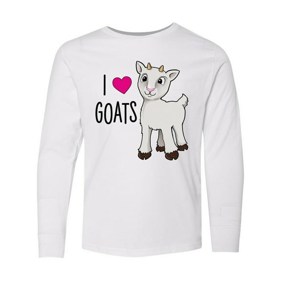 Inktastic I Love Goats- Cute Goat Long Sleeve Youth T-Shirt