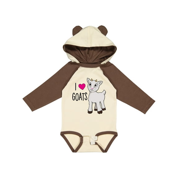 Inktastic I Love Goats- cute goat Boys or Girls Long Sleeve Baby Bodysuit