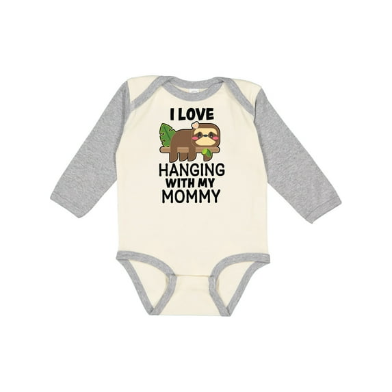 Inktastic I Love Hanging out with My Mommy with Sloth Boys or Girls Long Sleeve Baby Bodysuit