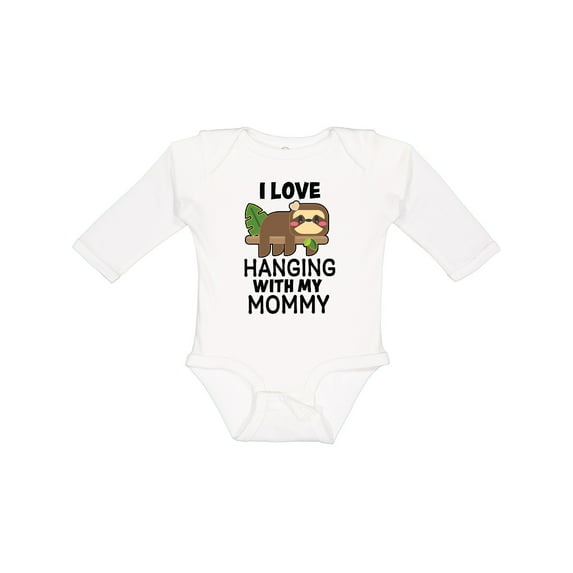 Inktastic I Love Hanging out with My Mommy with Sloth Boys or Girls Long Sleeve Baby Bodysuit