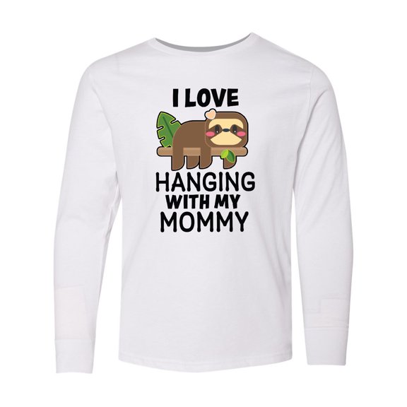 Inktastic I Love Hanging out with My Mommy with Sloth Long Sleeve Youth T-Shirt