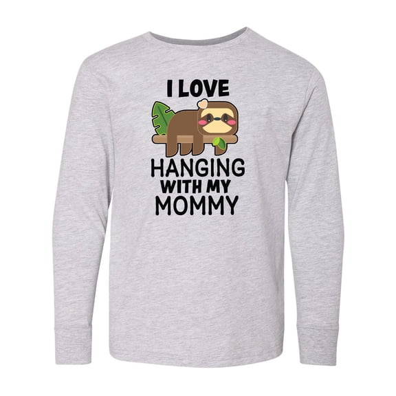 Inktastic I Love Hanging out with My Mommy with Sloth Long Sleeve Youth T-Shirt