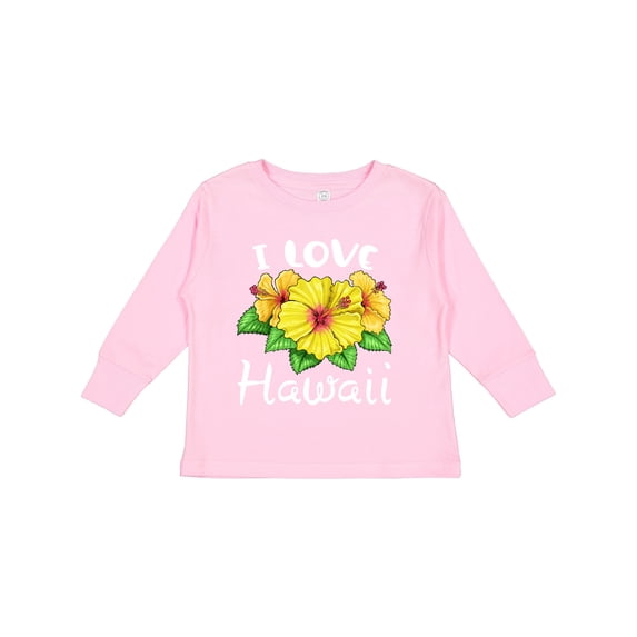 Inktastic I Love Hawaii Hibiscus Flowers Boys or Girls Long Sleeve Toddler T-Shirt