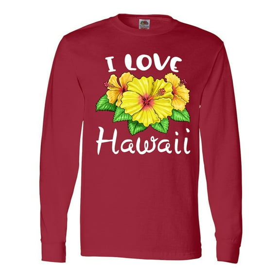 Inktastic I Love Hawaii Hibiscus Flowers Long Sleeve T-Shirt