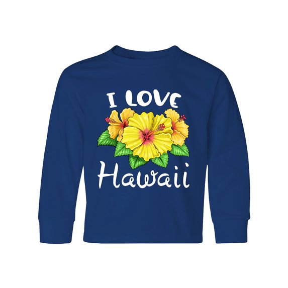 Inktastic I Love Hawaii Hibiscus Flowers Long Sleeve Youth T-Shirt